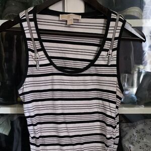 MICHAEL Michael Kors Striped Tank Top with Zipper Detail